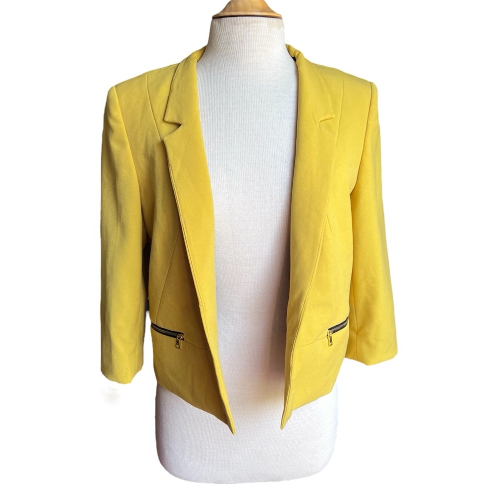 Tahari Yellow Open Front Blazer
